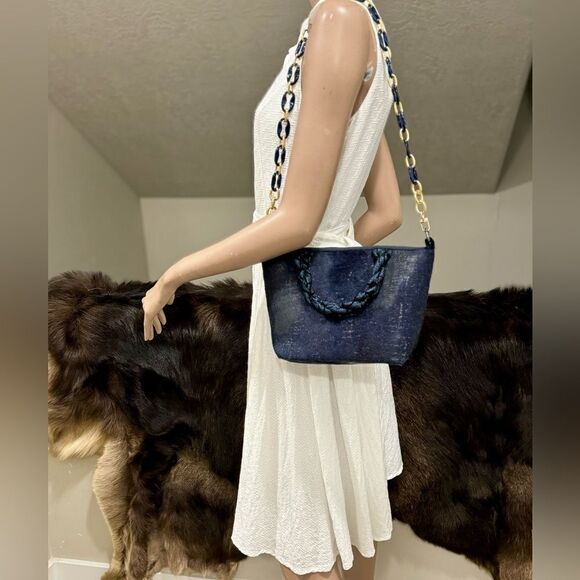 Multi Use Handmade Genuine Hair-On Calfskin & Braided Top Handle Bag/ Crossbody - Picture 4 of 16